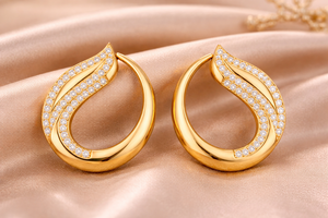 Pendientes de Aro de Plata de Ley 925 Chapados en Oro de 25 mm, Joyería Nupcial con Circonita Cúbica - Product Image 5