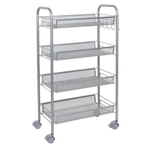 Carrello portaoggetti rimovibile a 4 strati Silver RT, doppio livello con rete a nido d'ape per garage, bagno, conservazione di alimenti e borse - Product Image 3