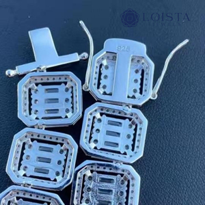 LOISTA Men's 925 Silver Rhodium Plated Moissanite Emerald Cut Box Chain <b>Statement</b> <b>Necklace</b> Geometric Luxury Everyday Wear - Product Image 3