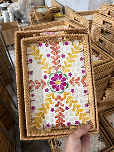 Panier à fruits en rotin naturel fait main, plateau tissé pour le rangement des aliments, cuisine, salon, décoration de la maison - Product Image 2