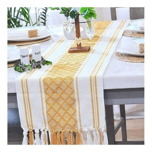 Grey Floral Printed Wedding Luxury Beautiful 100% Organic Cotton GOTS Certificate Modern Dining Table <b>Runner</b> With Mat For Hotels - Product Image 3