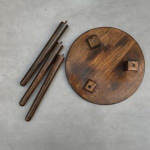 Table d'appoint ronde traditionnelle en bois, tabouret d'appoint, table de bout de canapé, mobilier de salon pour petits espaces - Product Image 5