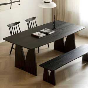 Ensemble de table à manger en bois massif design, base géométrique sculpturale, mobilier de salle à manger moderne et luxueux, déclaration architecturale - Product Image 2