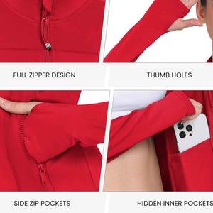 Chaqueta deportiva con cremallera frontal para mujer, cuello alto, tela suave al tacto, transpirable. - Product Image 5