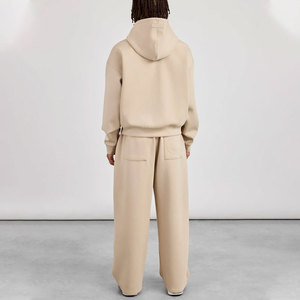 Survêtement à capuche pour hommes grande taille, gris uni, décontracté, sweat-shirt long avec poches latérales, taille élastique, coupe ample, vêtements d'automne - Product Image 2