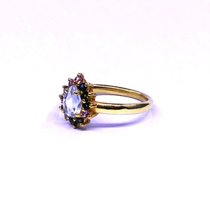Wedding Wear 925 Sterling Silver Gold Plated Jewelry <b>Blue</b> Topaz Gemstone Women Wear Classic <b>Ring</b> - Product Image 5