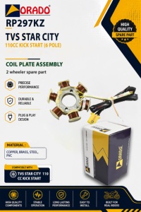 ชุดประกอบแผ่นคอยล์สเตเตอร์ 6 ขั้ว สตาร์ทเท้า สำหรับรถมอเตอร์ไซค์ TVS Star City 110cc คุณภาพส่งออก สำหรับอะไหล่รถสองล้อ อินเดีย ออราโด - Product Image 4