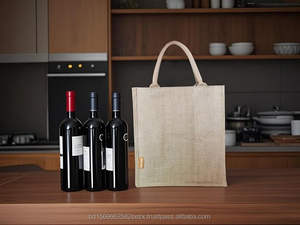 Sacs à vin en toile pour 3 bouteilles, 12,99 x 11,81 x 3,93 pouces, poignées en coton doux, technique de couture, réutilisable, style professionnel, numérique - Product Image 4