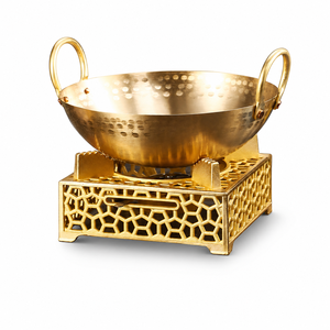 Luxury Brass Chafing Dish Food Warmer Hammered Serving Bowl for Hotel Buffet Restaurant Wedding Catering Banquet Tableware Decor - Product Image 1