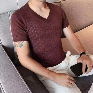Nueva Camiseta Casual para Hombre con Cuello Redondo y Manga Regular, 100% Algodón Transpirable, Diseño Liso con Acabado Lavado y Patrón Sólido - Product Image 5