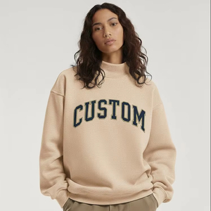 Service OEM – Nouveau pull molletonné pour femme à col montant, en molleton bouclette, coton anti-boulochage, respirant, broderie rapide - Product Image 1