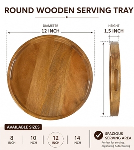 Plateau de service en bois de manguier de qualité supérieure pour le comptoir de cuisine, le rangement à domicile, le petit-déjeuner, le café, le thé, les collations et le service de table élégant XL - Product Image 3