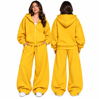 Ensemble de survêtement 2 pièces pour femme, sweat-shirt à capuche zippé oversize et pantalon de jogging, ensemble décontracté de luxe pour l'hiver
