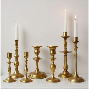 Elegant Brass Finish Candle Stand Metal <b>Tall</b> Tapered <b>Candlestick</b> Holder for Romantic Dinner Party Event Decorative Centerpiece - Product Image 6