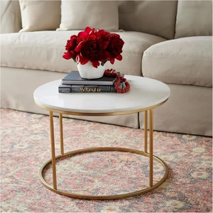 Modern Coffee <b>Table</b> Center <b>Table</b> Wooden Marble Pattern with Metal Frame, Industrial <b>Sofa</b> <b>Side</b> Corner End <b>Table</b> <b>for</b> Living Room - Product Image 4
