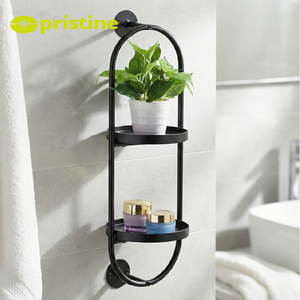 Mejor organizador de almacenamiento de pared metálico de doble nivel con diseño moderno OEM de Shopee para baño, ahorro de espacio, para el hogar, hoteles, esquina, DIY - Product Image 1