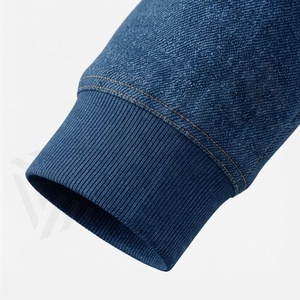 Survêtement bleu pour homme, fermeture éclair intégrale, couleur unie, col montant, vêtements de sport décontractés avec poches latérales, matière en coton mi-lourd - Product Image 6