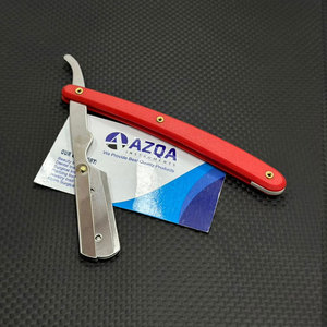 Navaja de Afeitar Plegable Premium con Mango Rojo y Azul para un Afeitado Suave y Preciso - Product Image 4