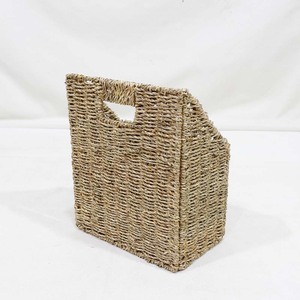 Trending Seagrass Office <b>File</b> Organizer Basket Slanted Magazine Holder <b>Box</b> with Built in Handles - Product Image 2