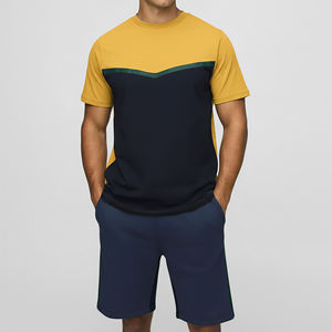 Athletic International Polyester/Cotton Casual Summer <b>Set</b> Men <b>Knitted</b> Tee Shirts Breathable Quick Dry Short Solid Pattern <b>Set</b> - Product Image 6