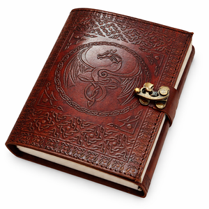 Vintage Handmade dragon journal <b>A5</b> Hardcover leather <b>Diary</b> Gift Sketchbook Witchcraft Supplies Wiccan Notebook with metal lock - Product Image 1