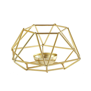 Modern Geometric Gold Candle Holder With Metal Frame Sleek Design Perfect For Home <b>Decor</b> <b>Table</b> Centerpiece Candle Holder - Product Image 1
