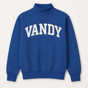 เสื้อสเวตเชิ้ตผู้หญิงแบบถักลายตัวอักษร Vandy สีน้ำเงิน สไตล์ Preppy สำหรับฤดูหนาว คอเต่า แขนยาว ทรงปกติ - Product Image 1