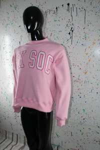 TX SOC PINK <b>Mock</b> <b>Neck</b> Sweatshirt 100% WHITE Applique Embroidery wide <b>neck</b> Sweatshirt Finer Threads - Product Image 4