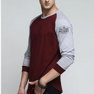 T-shirt à manches longues pour homme, col rond, tricoté, couleur unie, bordure contrastée, vêtement décontracté - Product Image 1