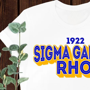 T-shirt personnalisé 1922 Sigma Gamma Rho blanc pour femme, motif sororité grecque, SGRho, manches courtes, col rond, vêtement décontracté en coton - Product Image 5