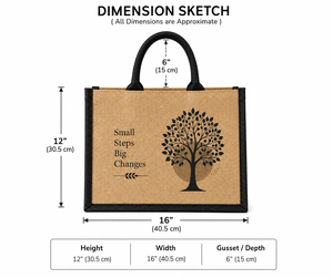 Bolsa de Yute 12x16x6 Pulgadas con Asa Larga, Cierre Personalizado, Bolsa de Compras para Playa y Alimentos, Pequeños Pasos, Grandes Cambios - Product Image 2