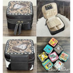 กล่องใส่เครื่องประดับหนังลายดอกไม้แบบสั่งทำพร้อมโลโก้ขายส่ง กล่องเก็บเครื่องประดับขนาดเล็กสำหรับเดินทาง ใส่สร้อยคอ ต่างหู และแหวน - Product Image 1