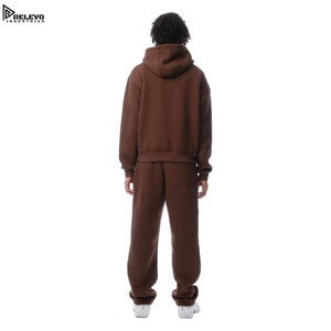 New Wholesale Streetwear Fleece Solid Casual Tracksuits Hooded Embroidery Custom Logo <b>Pullover</b> for Sweatpants Set <b>Men</b> - Product Image 3