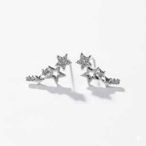 Nouvelles Boucles d'Oreilles Clous Étoile Scintillante en Or Massif 14K avec Diamant de Laboratoire, Style Coréen Céleste, Idéales pour les Fêtes - Product Image 5