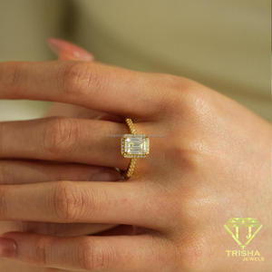 Luxury <b>Emerald</b> Cut Moissanite Engagement <b>Ring</b> 925 Sterling <b>Silver</b> Classic Bridal Wedding Jewelry Elegant Statement <b>Ring</b> - Product Image 5