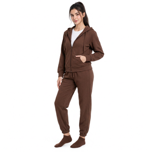 Conjunto de chándal con capucha para mujer, negro, con estampado de lavado ácido, de peso pesado, sudadera con cremallera de manga larga y pantalones jogger, atuendo informal - Product Image 4
