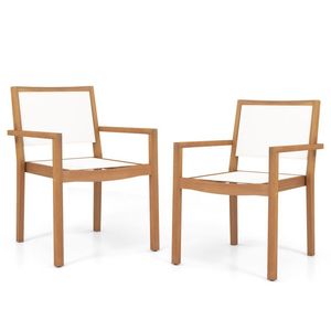Ensemble de 2 chaises de jardin pliantes en bois d'acacia empilables, imperméables, pour événements - Product Image 2
