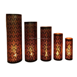 Juego de portavelas votivo de hierro cuadrado decorativo para el hogar de 5 piezas con portavelas decorativo con acabado recubierto de polvo negro votivo - Product Image 2