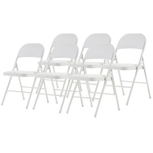 Eleganti Sedie Pieghevoli in Ferro e PVC Bianche, Set da 6 Pezzi, per Convenzioni ed Esposizioni - Product Image 4