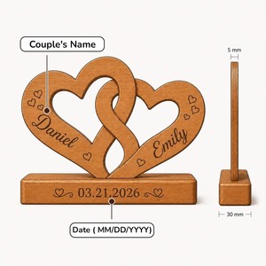 Figura Abstracta de Amor Hecha a Mano en Madera y Aluminio, Escultura Romántica de Pareja en Marco con Forma de Corazón para Decoración del Hogar y Regalos - Product Image 3
