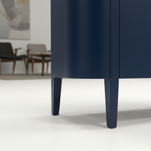 Meuble de rangement moderne en chêne, console latérale incurvée, design minimaliste, buffet compact, console arrondie, couleur marine, écologique - Product Image 4