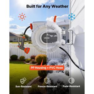 Avvolgitubo da Giardino Retrattile 30m Montaggio a Parete con Ugello Spruzzatore a 9 Funzioni e Staffa Girevole a 180 Gradi in Materiale PP - Product Image 4