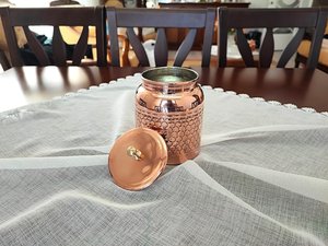 Traditional Copper Utility <b>Jar</b> Handmade Storage Canister Food Container Kitchen Vessel Dry Fruit Box Tea Coffee <b>Spice</b> Holder - Product Image 1