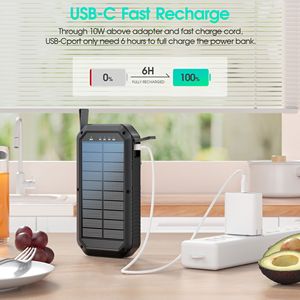 10000mAh Power Bank portatile con cavo USB-C ricarica rapida caricabatterie solare per viaggi compatibile con iPhone - Product Image 6