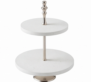 Premium Two Tier Metal <b>Cake</b> <b>Stand</b> White Multi Layer Dessert Display <b>Stand</b> For Weddings Parties Elegant Tabletop Accent - Product Image 3