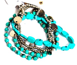 Ensemble de bracelets bohèmes pour femmes, perles turquoise, plaqué or antique, multi-brins, empilables - Product Image 2
