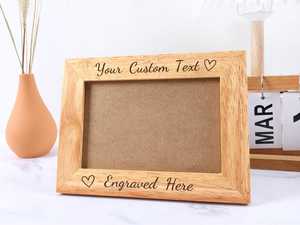 <b>Oak</b> Wood Handmade Vertical Photo <b>Frame</b> Custom Engraved Elegant Tabletop Display Family Pet Memorial Gift - Product Image 3