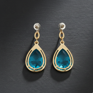 Pendientes Colgantes Hechos a Mano con Perlas Azules de 5 Pulgadas, Piedra de 14x16MM, Plata de Ley 925, Chapados en Oro de 18K, Regalo para Ella, Precio al por Mayor - Product Image 2