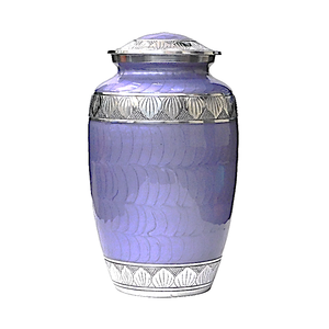 Urnas de cremación de aluminio para adultos con grabado en estaño y acabado en esmalte azul cielo, urnas metálicas para cenizas humanas. - Product Image 2