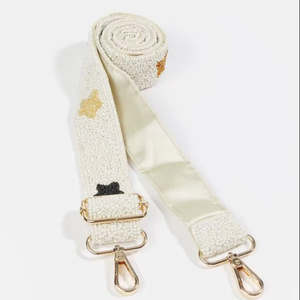 Elegant <b>White</b> Gold Star Beaded Purse Strap - Product Image 1